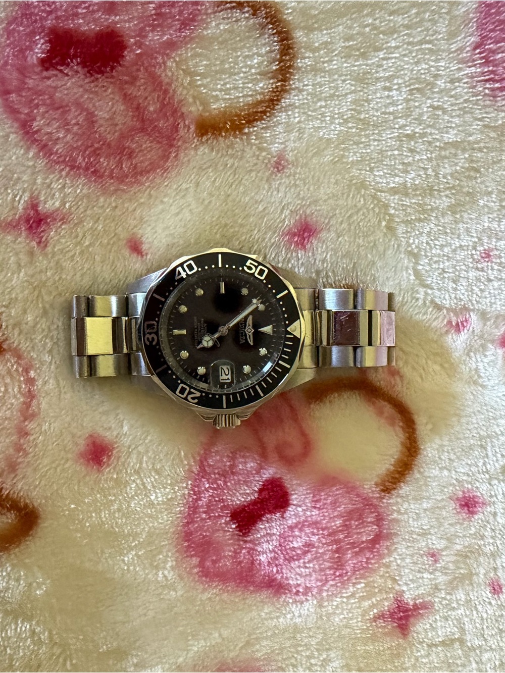 Invicta Men's Silver Stainless Steel Watch with Black Dial
